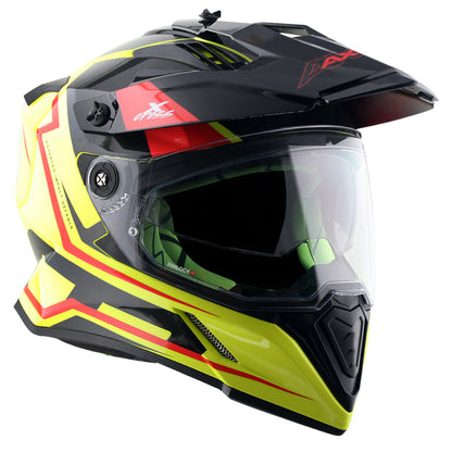 Axor X-Cross Dual Visor Flagstaff Helmet NEON YELLOW BLACK