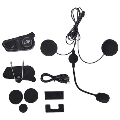 LGP F20 Pro Helmet Bluetooth Headset for Bike Riders, Bluetooth 6.1, Two-Person Intercom, Music Sharing, 1000mAh Battery, RGB Lights