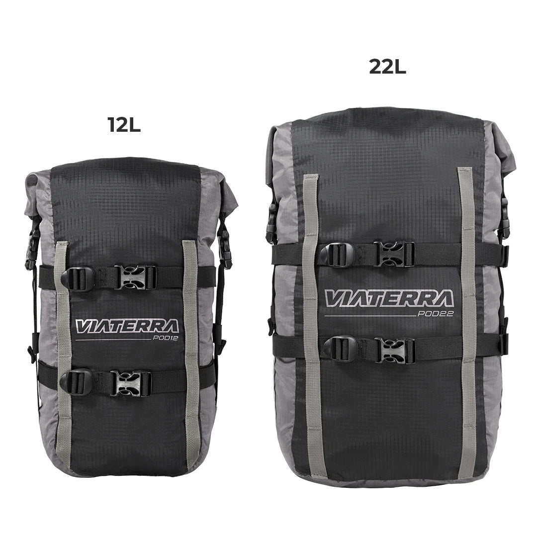 VIATERRA POD - 100% WATERPROOF MOTORCYCLE 12L GREY TAIL BAG