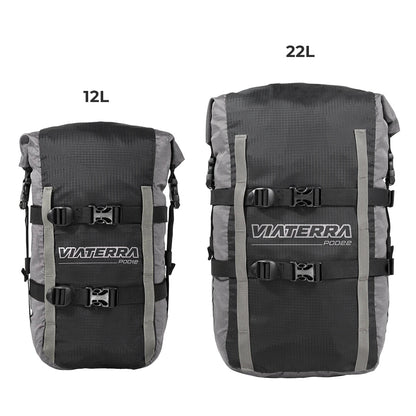 VIATERRA POD - 100% WATERPROOF MOTORCYCLE 12L GREY TAIL BAG