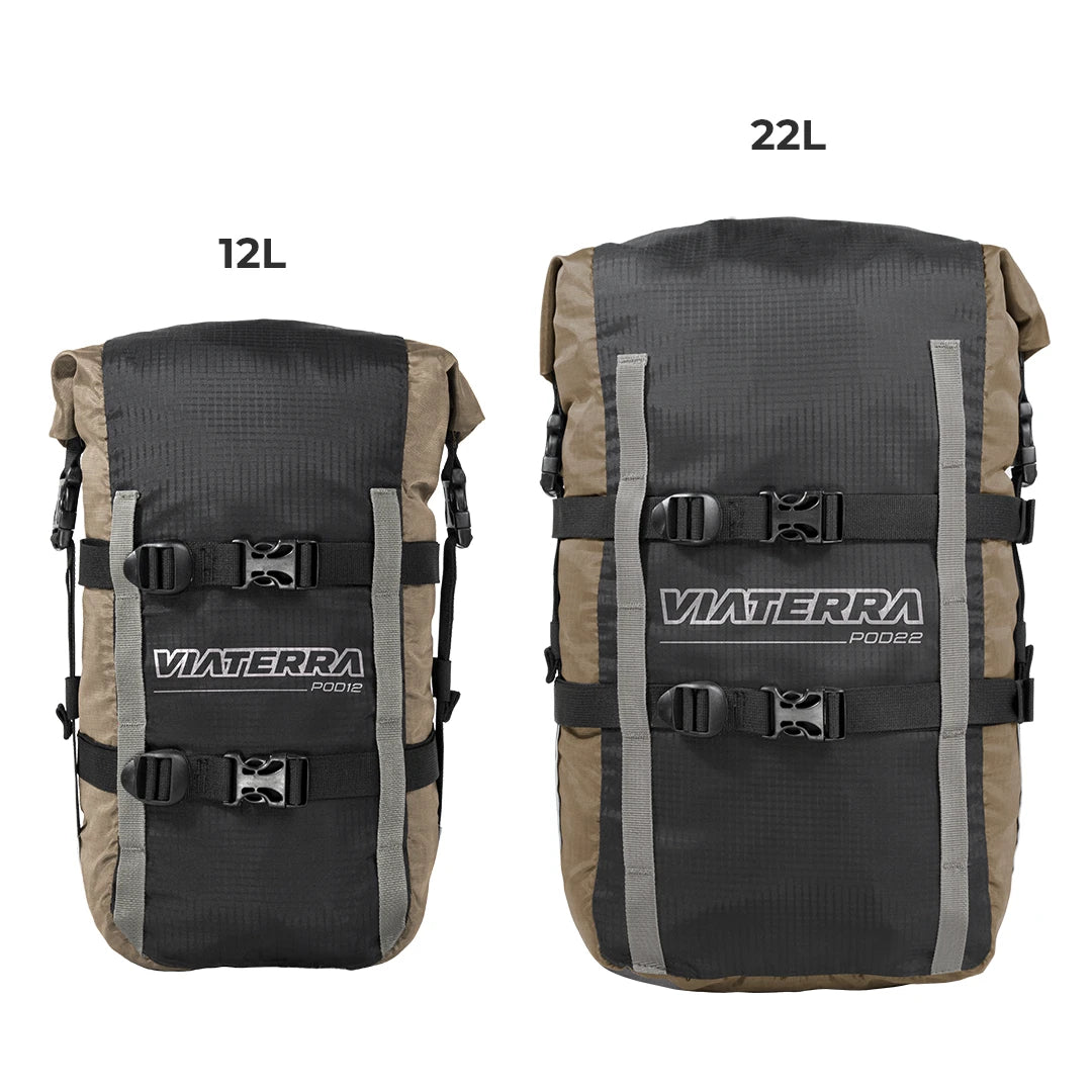 VIATERRA POD - 100% WATERPROOF MOTORCYCLE 12L BEIGE TAIL BAG