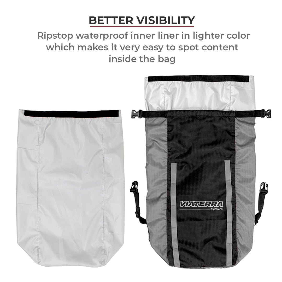 VIATERRA POD - 100% WATERPROOF MOTORCYCLE 12L GREY TAIL BAG
