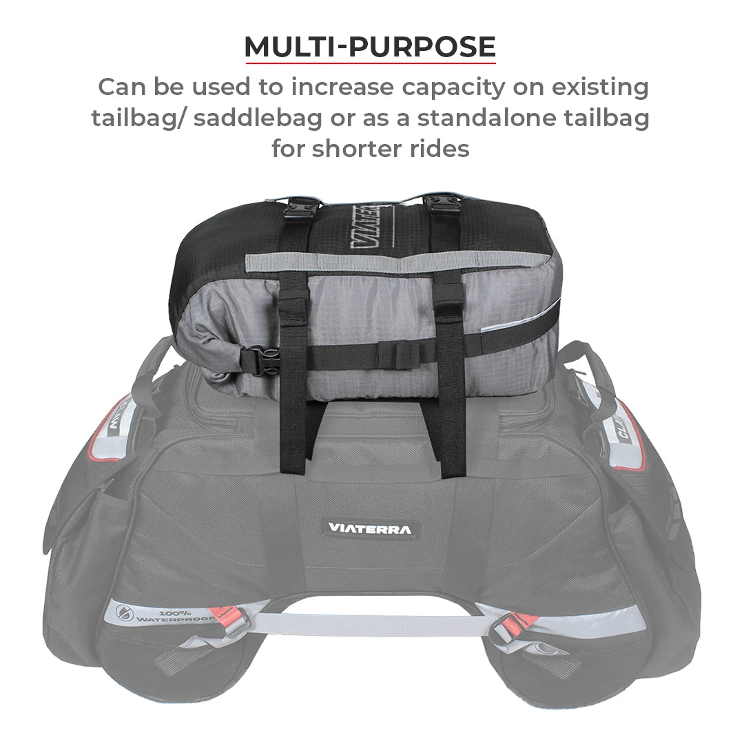 VIATERRA POD - 100% WATERPROOF MOTORCYCLE 12L GREY TAIL BAG