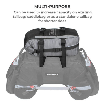 VIATERRA POD - 100% WATERPROOF MOTORCYCLE 12L GREY TAIL BAG
