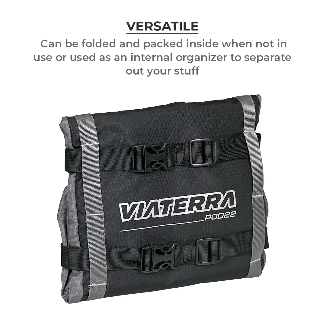 VIATERRA POD - 100% WATERPROOF MOTORCYCLE 12L GREY TAIL BAG