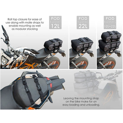 VIATERRA POD - 100% WATERPROOF MOTORCYCLE 12L GREY TAIL BAG