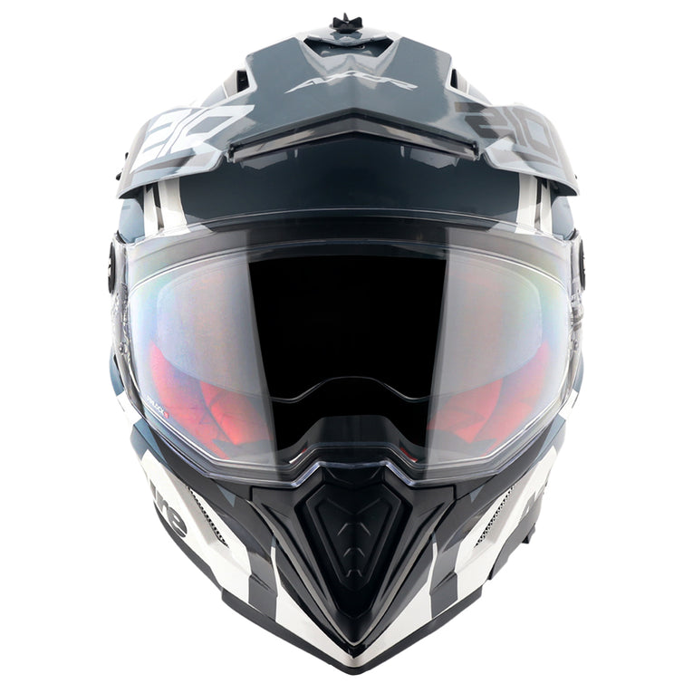 Axor X-Cross Dual Visor Speedometer Helmet White Grey