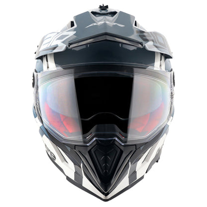 Axor X-Cross Dual Visor Speedometer Helmet White Grey
