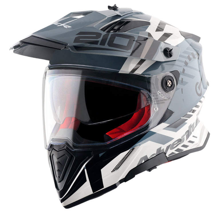 Axor X-Cross Dual Visor Speedometer Helmet White Grey