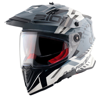 Axor X-Cross Dual Visor Speedometer Helmet White Grey