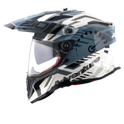 Axor X-Cross Dual Visor Speedometer Helmet White Grey