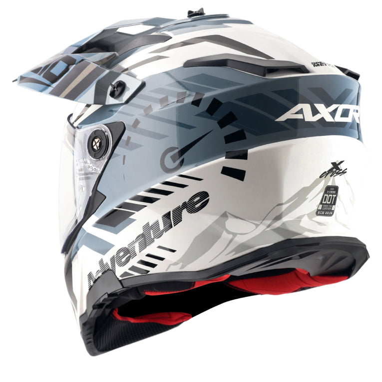 Axor X-Cross Dual Visor Speedometer Helmet White Grey