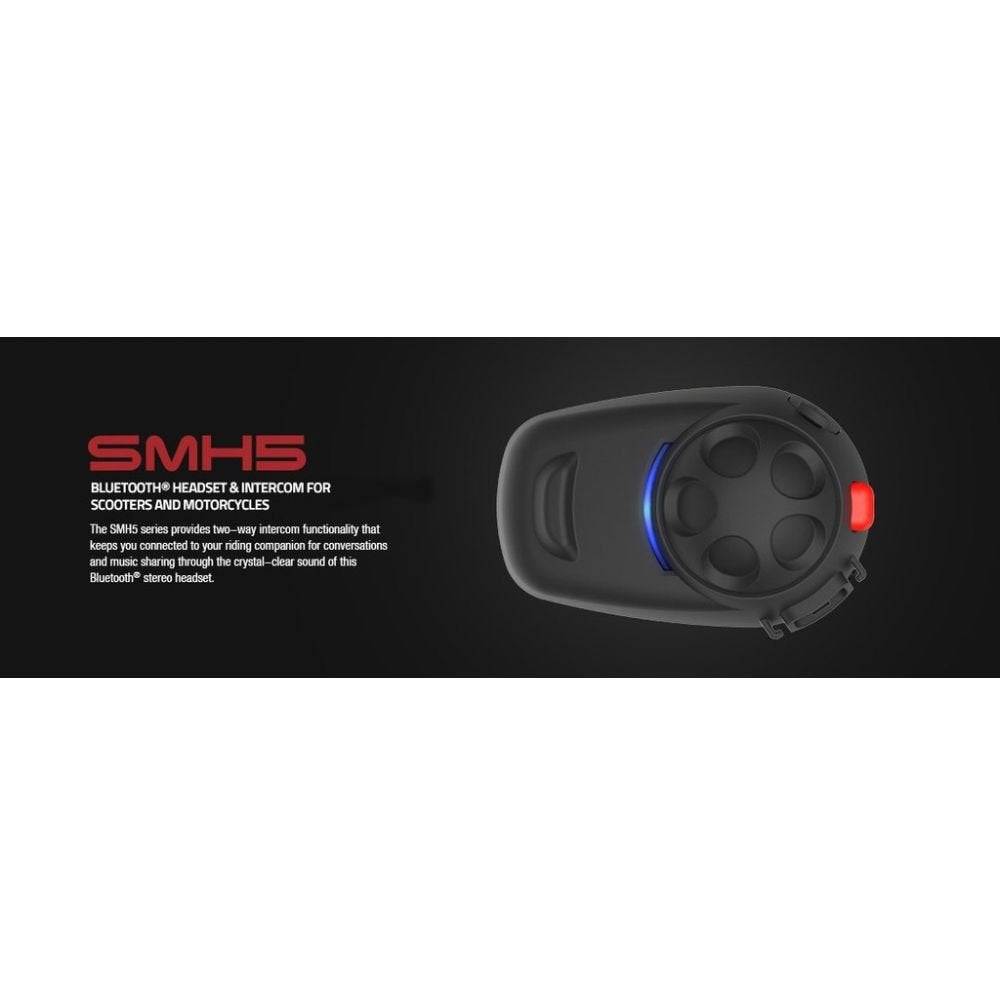 SENA SMH5 Bluetooth Headset & Intercom for Scooters and Motorcycles with Universal Microphone Kit