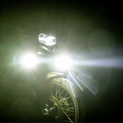 L16 Motorcycle Auxiliary Lights – 19000LM High & Low Beam LEDs, 3-Mode Warning, IP68 Waterproof, Intelligent Temp Control (Pair)