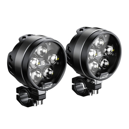 L16 Motorcycle Auxiliary Lights – 19000LM High & Low Beam LEDs, 3-Mode Warning, IP68 Waterproof, Intelligent Temp Control (Pair)