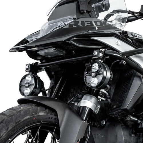 L18S Motorcycle Auxiliary Lights – 23000LM High/Low Beam with 8-Level Brightness & Color Temp Adjustment, 3 Warning Modes, IP68 Waterproof (Pair)