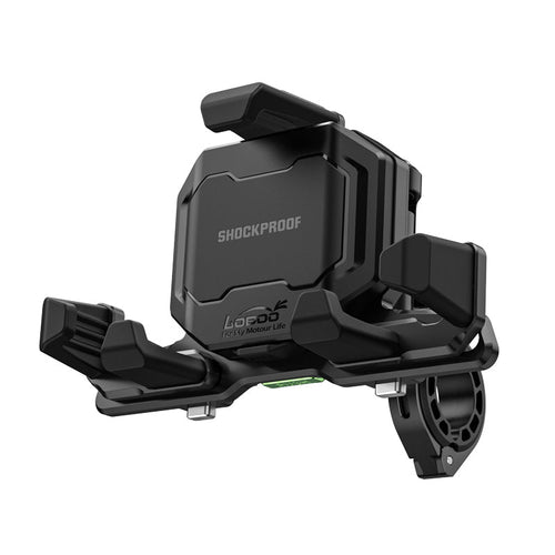 Motorcycle Phone Holder – Magnetic Damping, Auto-Lock Holder with Wired & Wireless Fast Charging, 360° Rotation for Handlebar 22–32mm