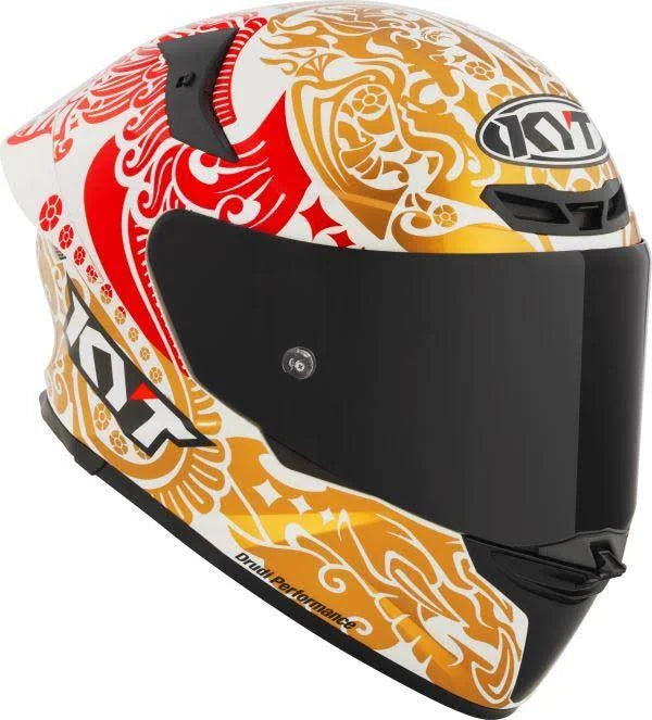 KYT TT REVO Bastianini Indonesia Replica 2023 Gloss Pearl White Helmet