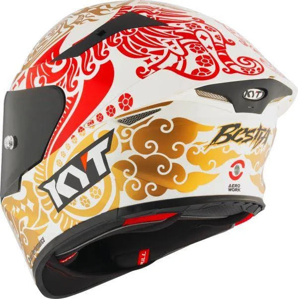 KYT TT REVO Bastianini Indonesia Replica 2023 Gloss Pearl White Helmet