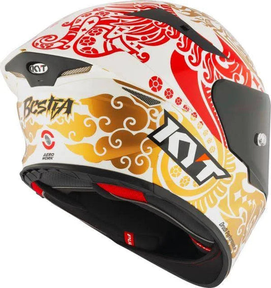 KYT TT REVO Bastianini Indonesia Replica 2023 Gloss Pearl White Helmet