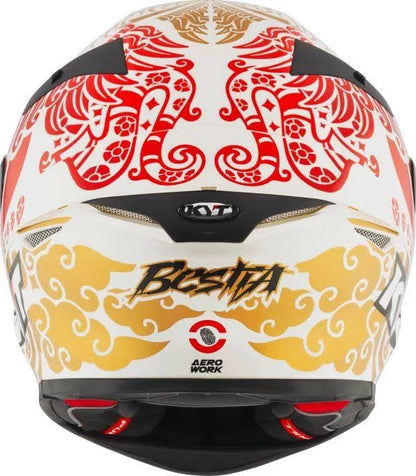 KYT TT REVO Bastianini Indonesia Replica 2023 Gloss Pearl White Helmet