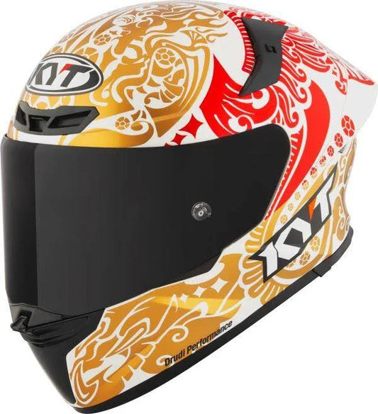 KYT TT REVO Bastianini Indonesia Replica 2023 Gloss Pearl White Helmet