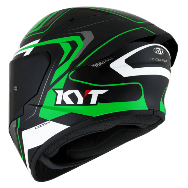 KYT TT-Course Overtech Black Green Helmet - Image 3