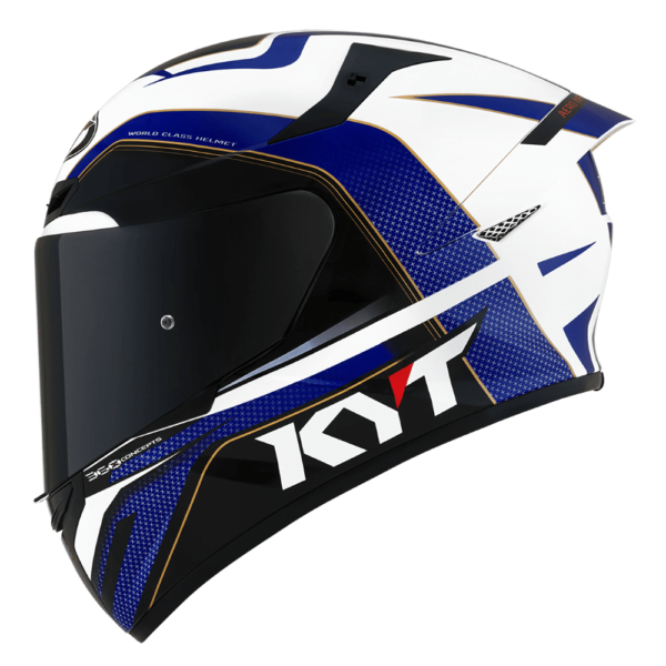 KYT TT Course Grand Prix Gloss Blue Red Helmet - Image 6