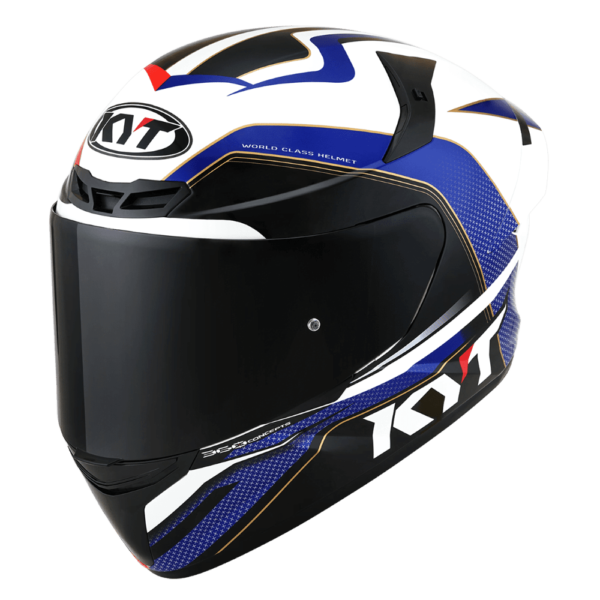 KYT TT Course Grand Prix Gloss Blue Red Helmet - Image 3