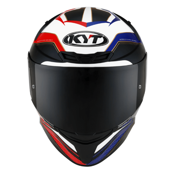 KYT TT Course Grand Prix Gloss Blue Red Helmet - Image 9
