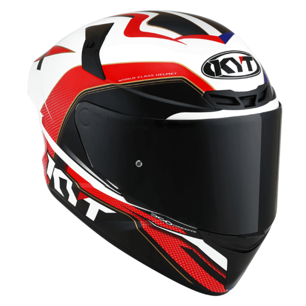 KYT TT Course Grand Prix Gloss Blue Red Helmet - Image 2