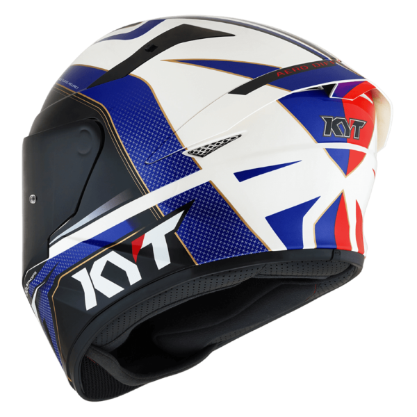 KYT TT Course Grand Prix Gloss Blue Red Helmet - Image 5