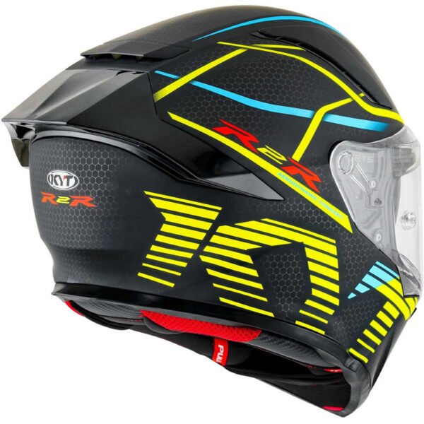 KYT R2R Pro Helmet Matt Black Yellow Helmet - Image 7