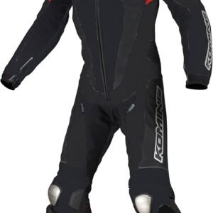 Komine Motorcycle S-51 Titanium Leather Suit, Interlocking Genuine Leather