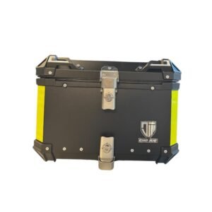 ALUMINIUM TOP BOX 55L BLACK WITH REFLECTIVE STRIPS