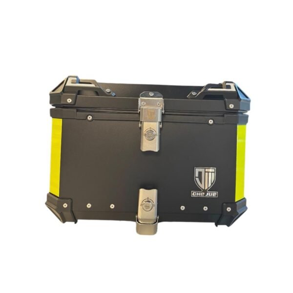 ALUMINIUM TOP BOX 55L BLACK WITH REFLECTIVE STRIPS