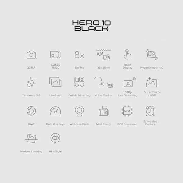 GoPro HERO10 Black - Waterproof Action Camera with Front LCD and Touch Rear Screens, 5.3K60 Ultra HD Video, Optical 1X and Digital 4X 23MP Photos (1 Year INTL Warranty + 1 Year in Warranty) - Image 10