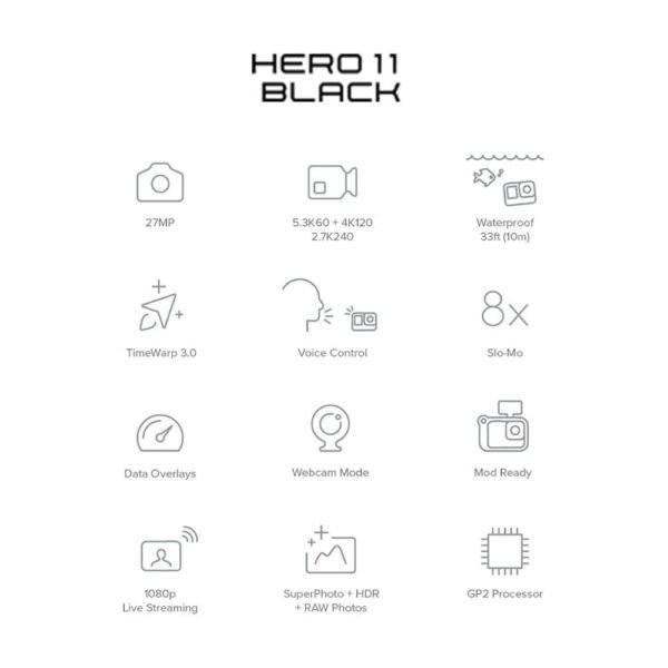 GoPro Hero11 Waterproof Digital Action Camera with Front&Rear LCD Screens,5.3K60 Ultra Hd Video,Hypersmooth 5.0,1080P Live Streaming with Enduro Battery(1-Yr International+1-Yr India Warranty),Black - Image 3