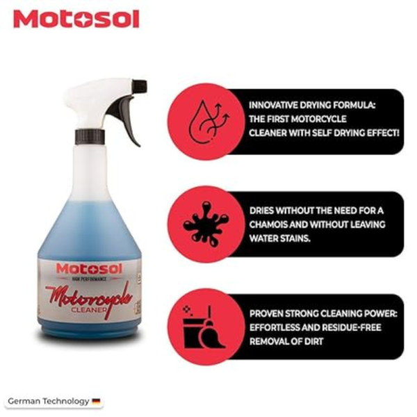 Motosol Motorcycle Cleaner 1Ltr | Shampoo Waterless Spray | Effective Dirt Removal | Bike Washing Liquid | Cleans Tough Stain | Ideal for Matte, Fibre, Plastic & Glossy Finish - Image 4