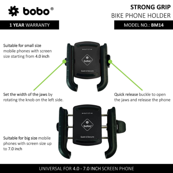 BOBO BM14 Quick Release Enhanced BM4 Bike / Cycle Phone Holder Motorcycle Mobile Mount - Image 4