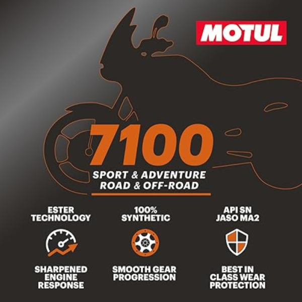 Motul 7100 4T 10W50 API SN Fully Synthetic Ester Petrol Engine Oil for Bikes (1 L) - Image 7