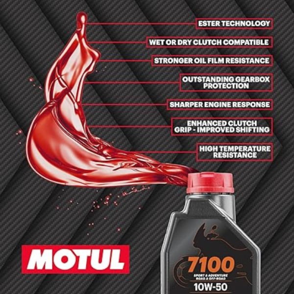 Motul 7100 4T 10W50 API SN Fully Synthetic Ester Petrol Engine Oil for Bikes (1 L) - Image 5