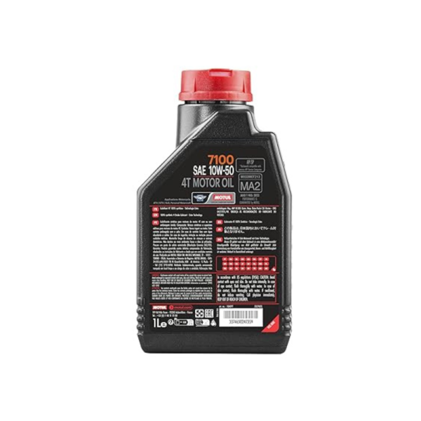 Motul 7100 4T 10W50 API SN Fully Synthetic Ester Petrol Engine Oil for Bikes (1 L) - Image 2