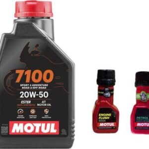 Motul 7100 4T 20W-50(1 litre) + Engine Flush(50ml)+Petrol System Clean(50ml)combo Full-synthetic Engine Oil (1 L)