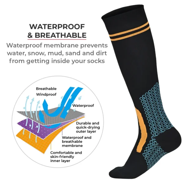 RANDY SUN – WATERPROOF SOCKS KNEE HIGH (ORANGE/BLACK) - Image 3
