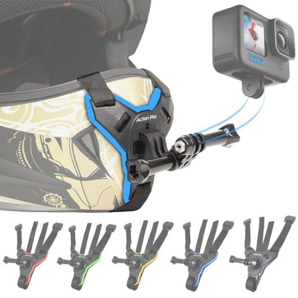 Action Pro Helmet Chin Strap Mount Joint J Hook with Screw Compatible with All Smartphones and GoPro 13 12 11 10 9 8 7 5 4 | SJCAM | DJI Osmo | Insta 360 X4 X3 X2 & Other Action Cameras (Blue)