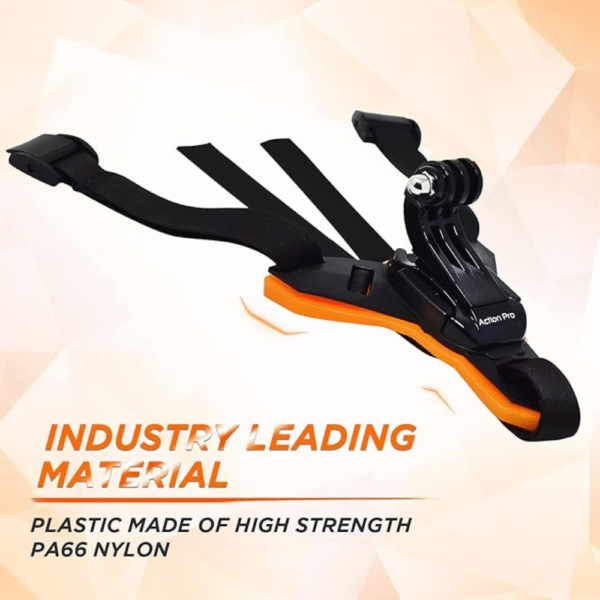 Action Pro Helmet Chin Mount Strap with J Hook Compatible with All Smartphones and Hero 13 12 11 10 9 8 7 5 4 | SJCAM | DJI Osmo | Insta 360 X4 X3 X2 & Other Action Cameras [Made in India] (Orange) - Image 2