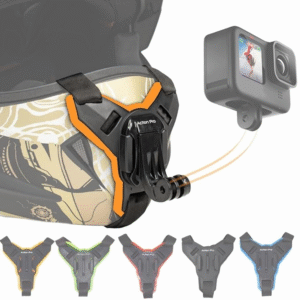 Action Pro Helmet Chin Mount Strap with J Hook Compatible with All Smartphones and Hero 13 12 11 10 9 8 7 5 4 | SJCAM | DJI Osmo | Insta 360 X4 X3 X2 & Other Action Cameras [Made in India] (Orange)