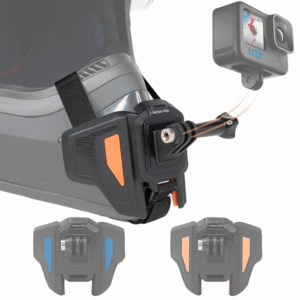 Action Pro Upgraded Motorcycle Helmet Strap Front Chin Mount Compatible with All Smartphones and GoPro 13 12 11 10 9 8 7 5 4 | SJCAM | DJI Osmo | Insta 360 X4 X3 X2 & Other Action Cameras (ORANGE )