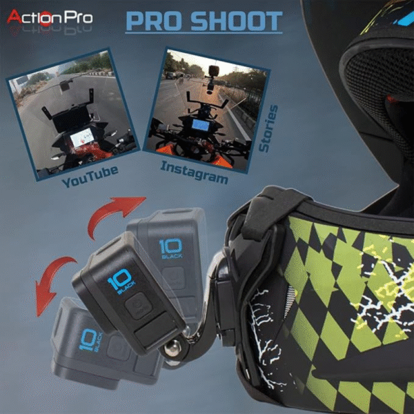 Action Pro Helmet Chin Mount Strap Set Compatible with All Smartphones GoPro Hero 12 11 10 9 8 7 6 5 4 SJCAM DJI Osmo and All Action Cameras (Made in India) - Image 3